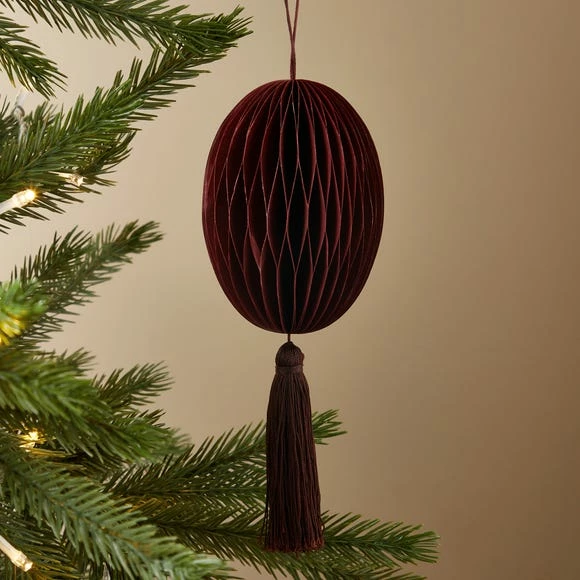 Best Sale 🌟 Dunelm Merlot Honeycomb Tassel Paper Decoration 🔔