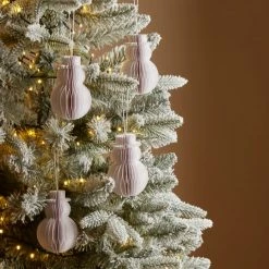 Best Sale 😍 Dunelm Set of 4 White Honeycomb Snowmen Paper Decorations 🎉