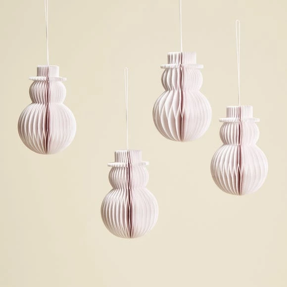 Best Sale ๐ Dunelm Set of 4 White Honeycomb Snowmen Paper Decorations ๐ - Image 3