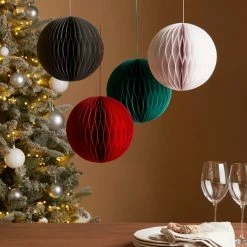 Cheap 👍 Dunelm Set of 4 Round Scandi Paper Hanging Decorations 🔔