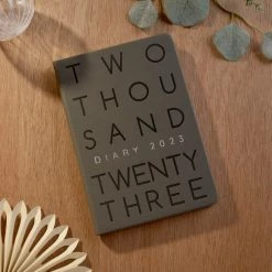 Buy 🧨 Dunelm Grey Faux Leather 12 Month Diary 💯